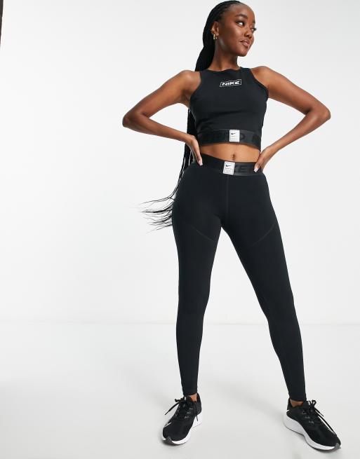 Nike training crossover hot sale crop top in black