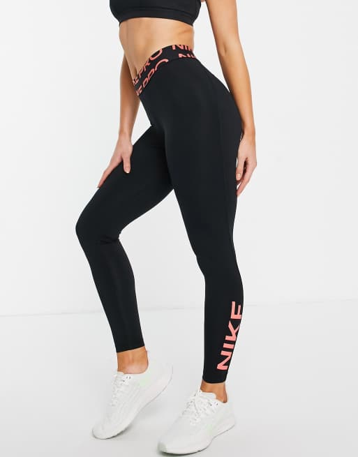 Nike Pro Training GRX leggings in black and orange