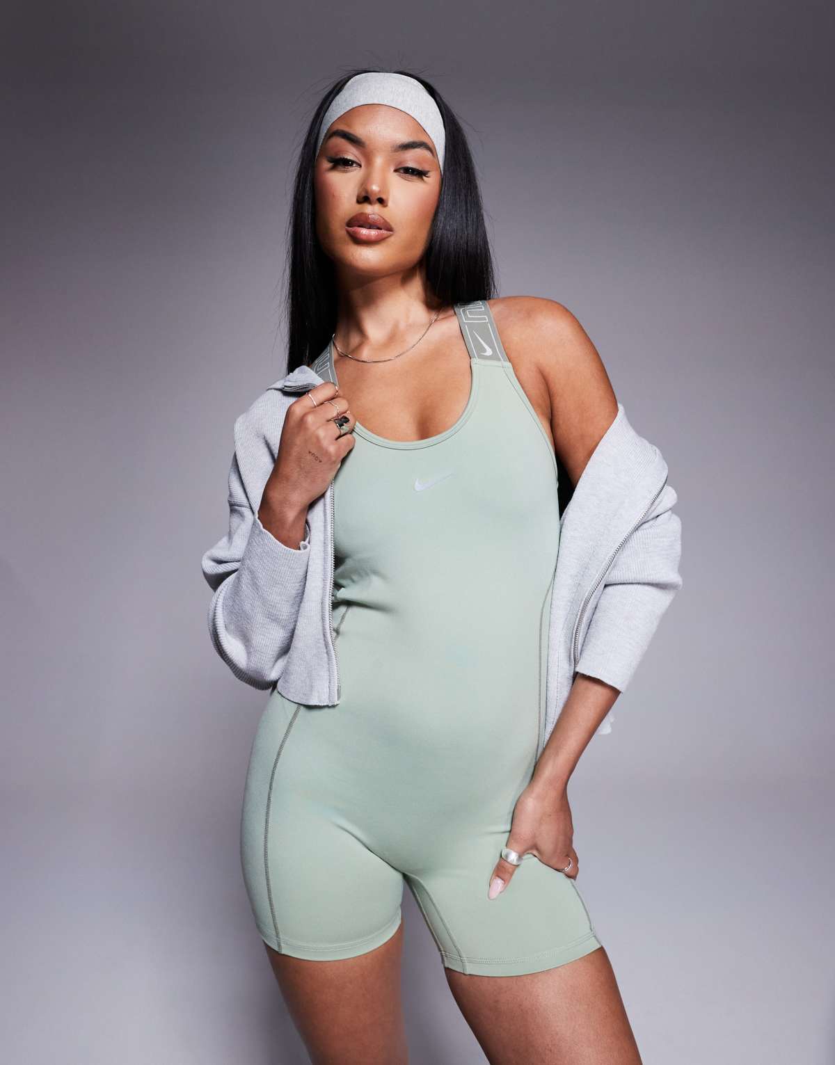 Nike Pro Training Gym Life Swoosh unitard in khaki