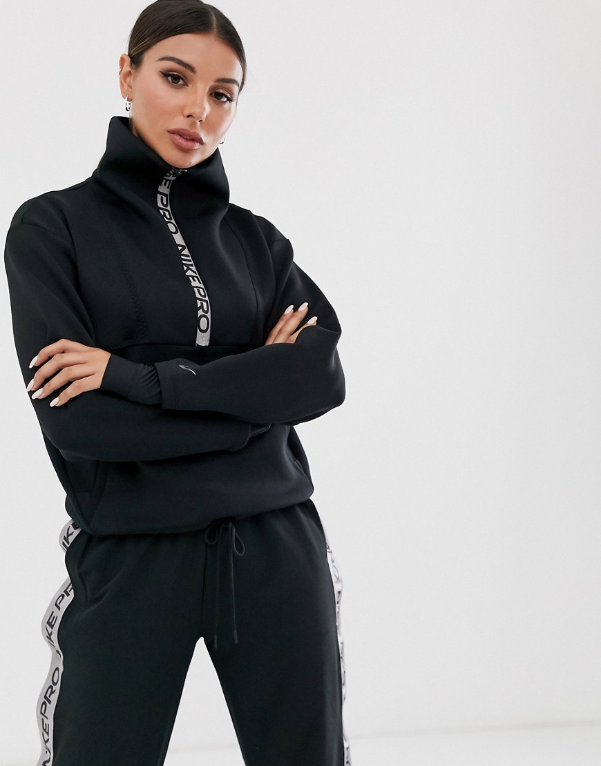 Nike Pro Training half zip sweatshirt in black