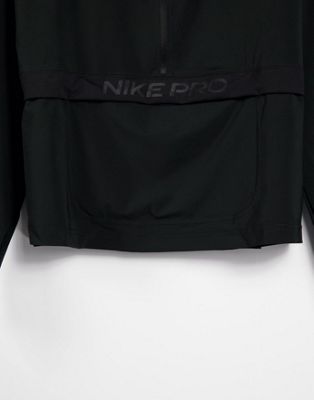 nike pro training half zip sweatshirt in black