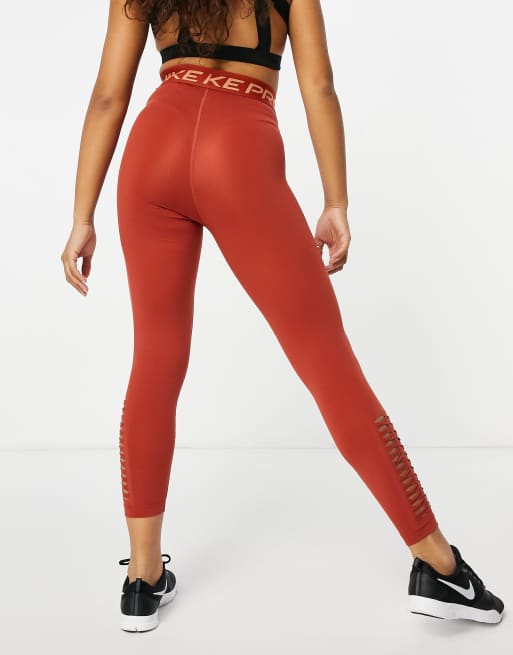 Nike Pro Training hi rise cropped leggings in rust