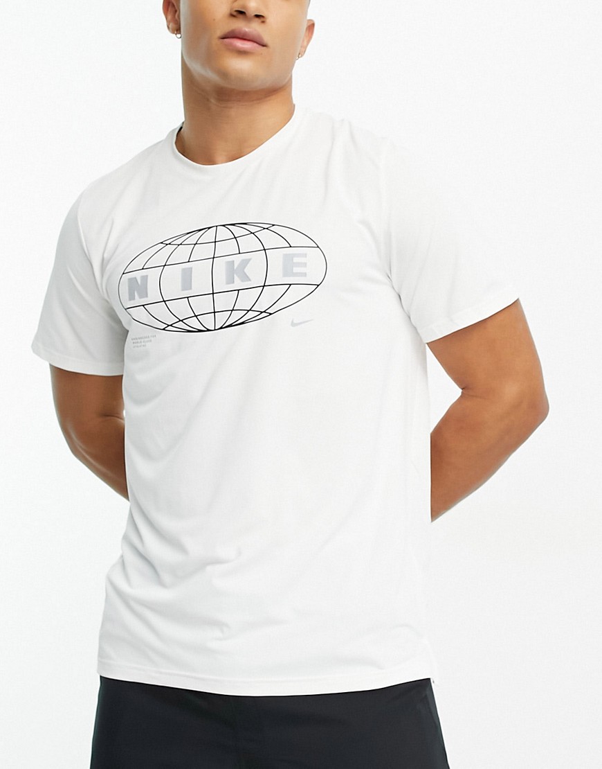 Nike Pro Training Hyper Dry graphic short sleeve t-shirt in white