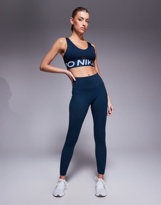 Nike - Pro Training Indy Dri-FIT - Reggiseno sportivo blu navy a supporto leggero con scollo profondo, 2 di 4