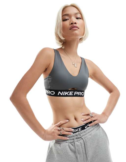  Nike Pro Training Indy plunge bra in iron grey