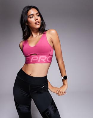 Nike Pro Training Indy Sports Bra In Pink