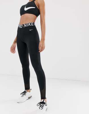 nike training pro leggings with mesh in black