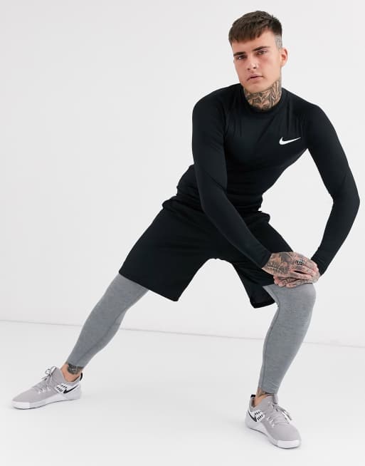 Nike Pro Training long sleeve base layer top in black with turtle