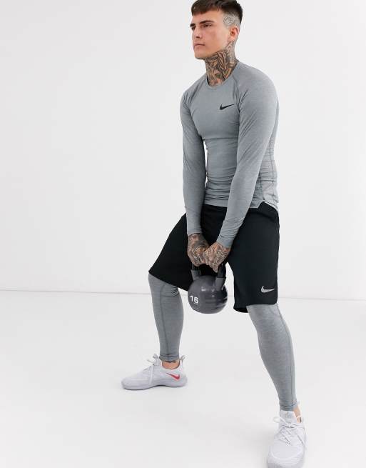 Nike Pro Training long sleeve base layer top in grey ASOS