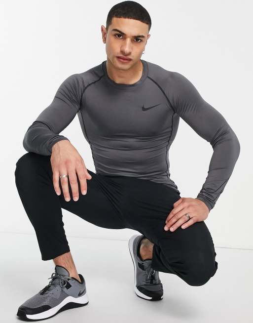 Nike Pro Training long sleeve base layer top in grey