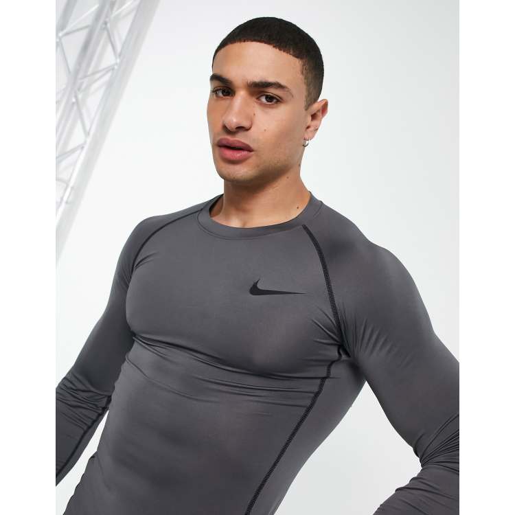 Nike Pro Training long sleeve base top in grey |