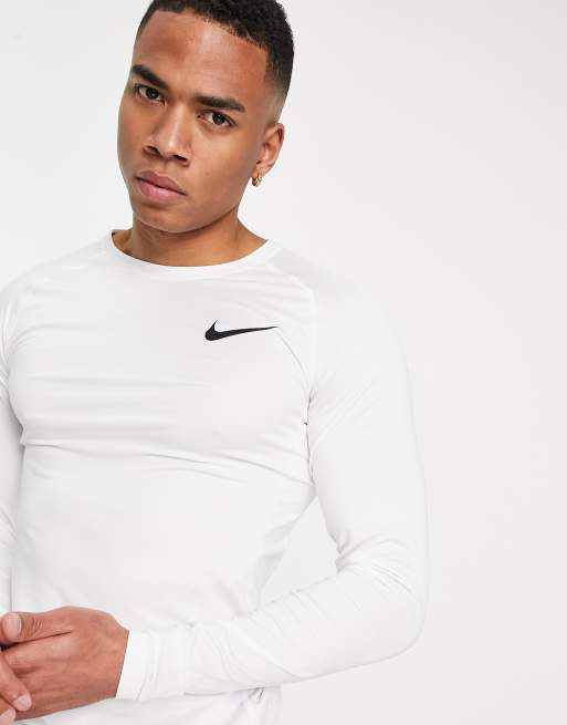 Nike pro white long 2024 sleeve