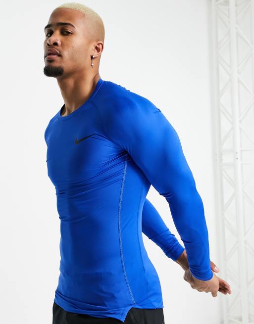 Nike Pro Training long sleeve t-shirt in blue