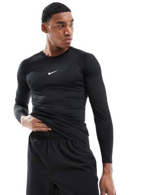 asos Nike Pro Training muscle fit long sleeve t-shirt in black