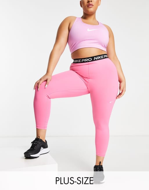 Nike Pro Training Plus 365 7/8 leggings in pink