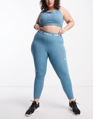 Nike Pro Training Plus 365 high waisted leggings in aqua blue