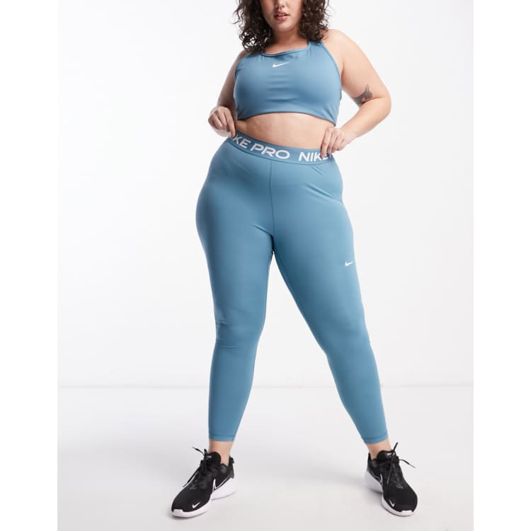 Nike Pro Training Plus 365 high waisted leggings in aqua blue