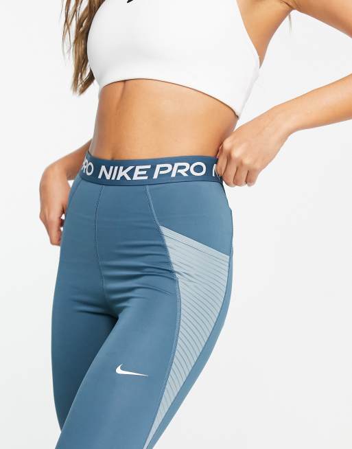 Nike Pro Training Seaonal Dri-FIT high rise leggings in blue