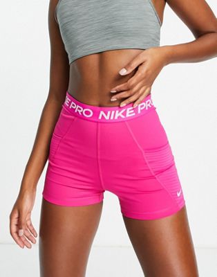 Nike Pro Training Seasonal Dri-FIT high rise 3 inch booty shorts in pink