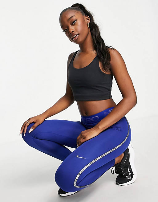 Women Nike Pro Training Sparkle leggings in blue 