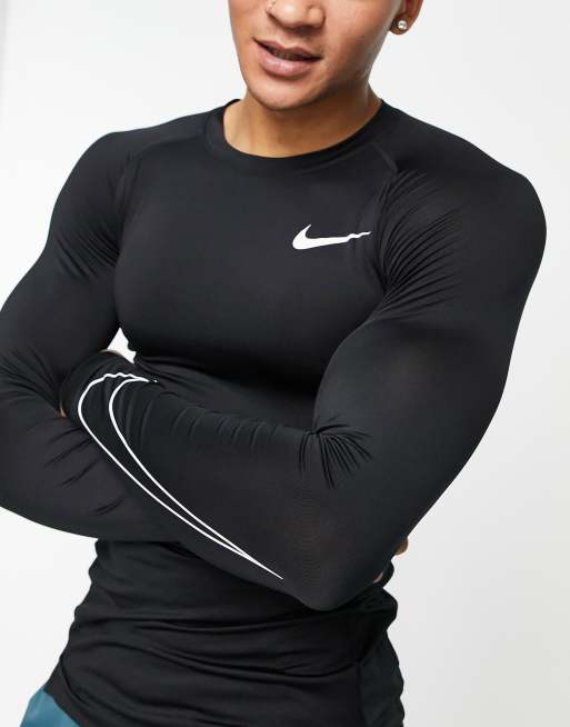 Nike – Pro Training – Svart baselayer-topp med lång ärm