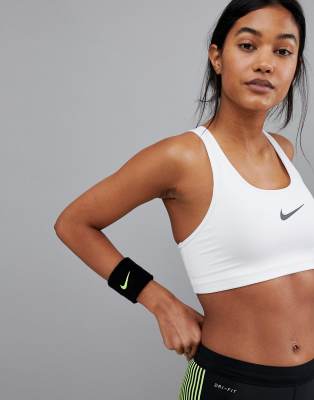 nike training mid support swoosh bra in white