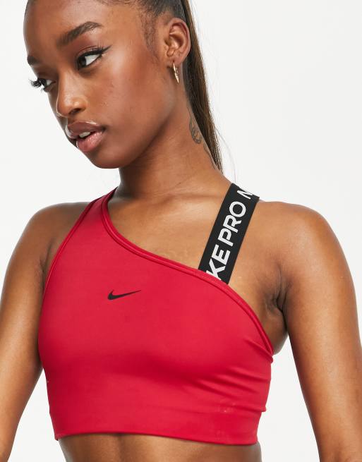 Women's Pro Swoosh Medium-support Asymmetrical Sports Bra In Red