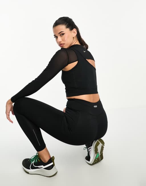 Black Nike Training Pro Long Sleeve Crop Top