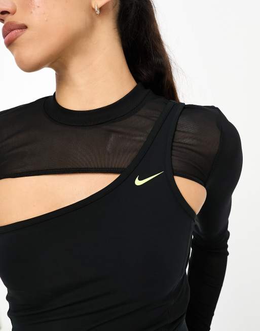 Black Nike Training Pro Long Sleeve Crop Top