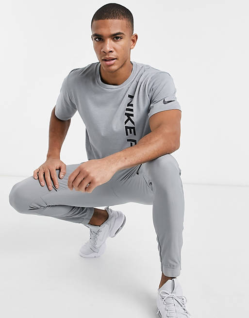 Nike Pro Training t-shirt with burnout logo in grey