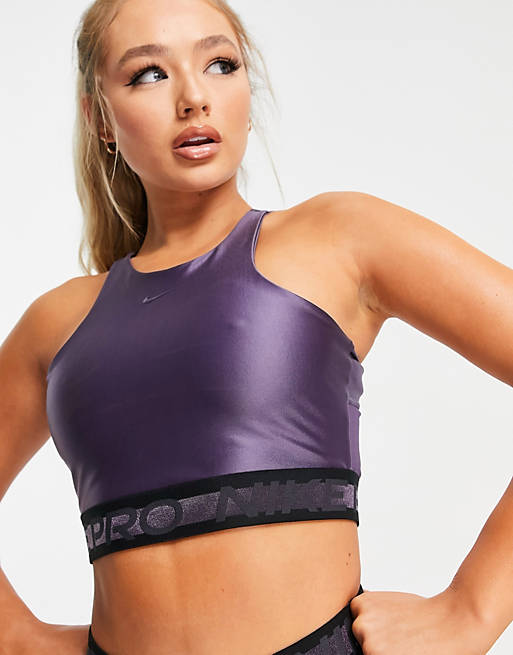 Nike Pro Training tank with taping in purple