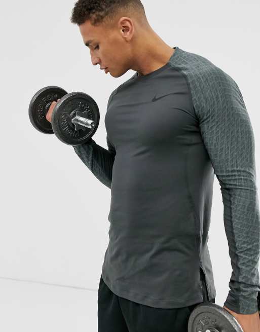 Nike Pro Training therma long sleeve top in grey ASOS