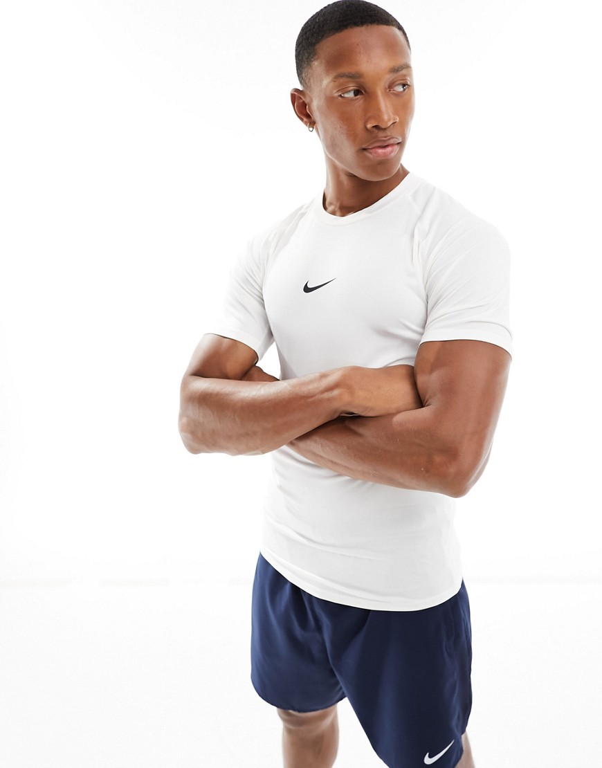 Nike Pro Training tight t-shirt in white