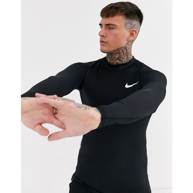 Uomo Activewear Nike Pro Training - Top baselayer a maniche lunghe nero con collo alto