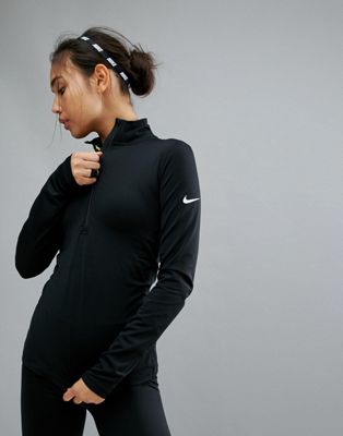 Nike Pro Warm Half Zip Top In Black | ASOS