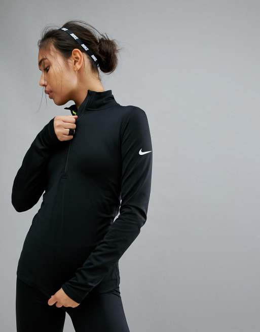 Nike Pro Training therma warm half zip top in black