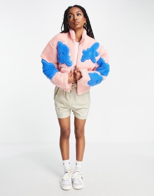 Nike Project Uphoria abstract print sherpa fleece jacket in coral