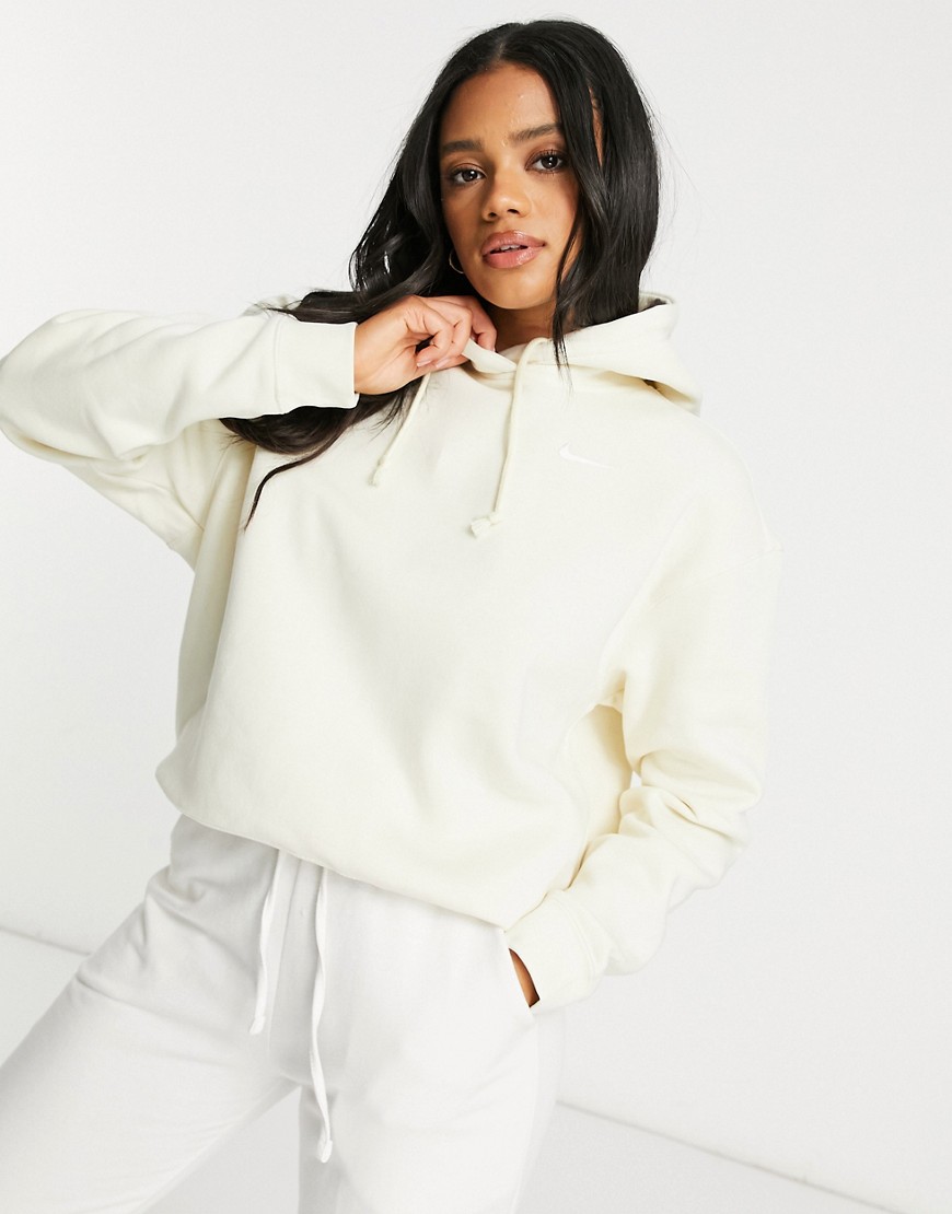 Nike pull over fleece hoodie in off white