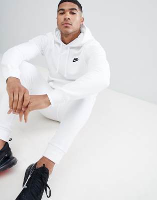 nike pullover hoodie with embroidered logo in white