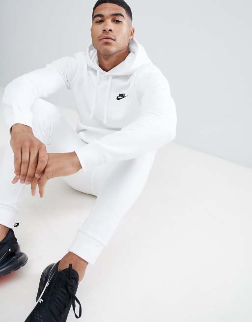 Nike pullover hoodie with embroidered logo store in white