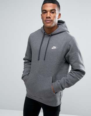 nike pullover hoodie with embroidered logo in grey