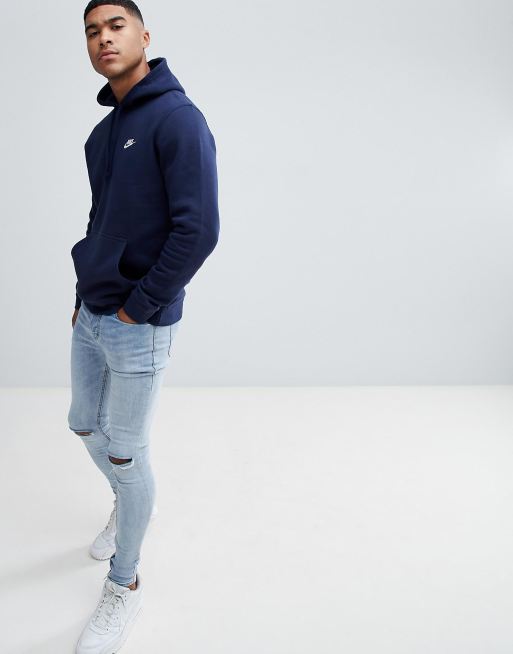 Nike pullover hoodie with swoosh logo in navy 804346 451 ASOS