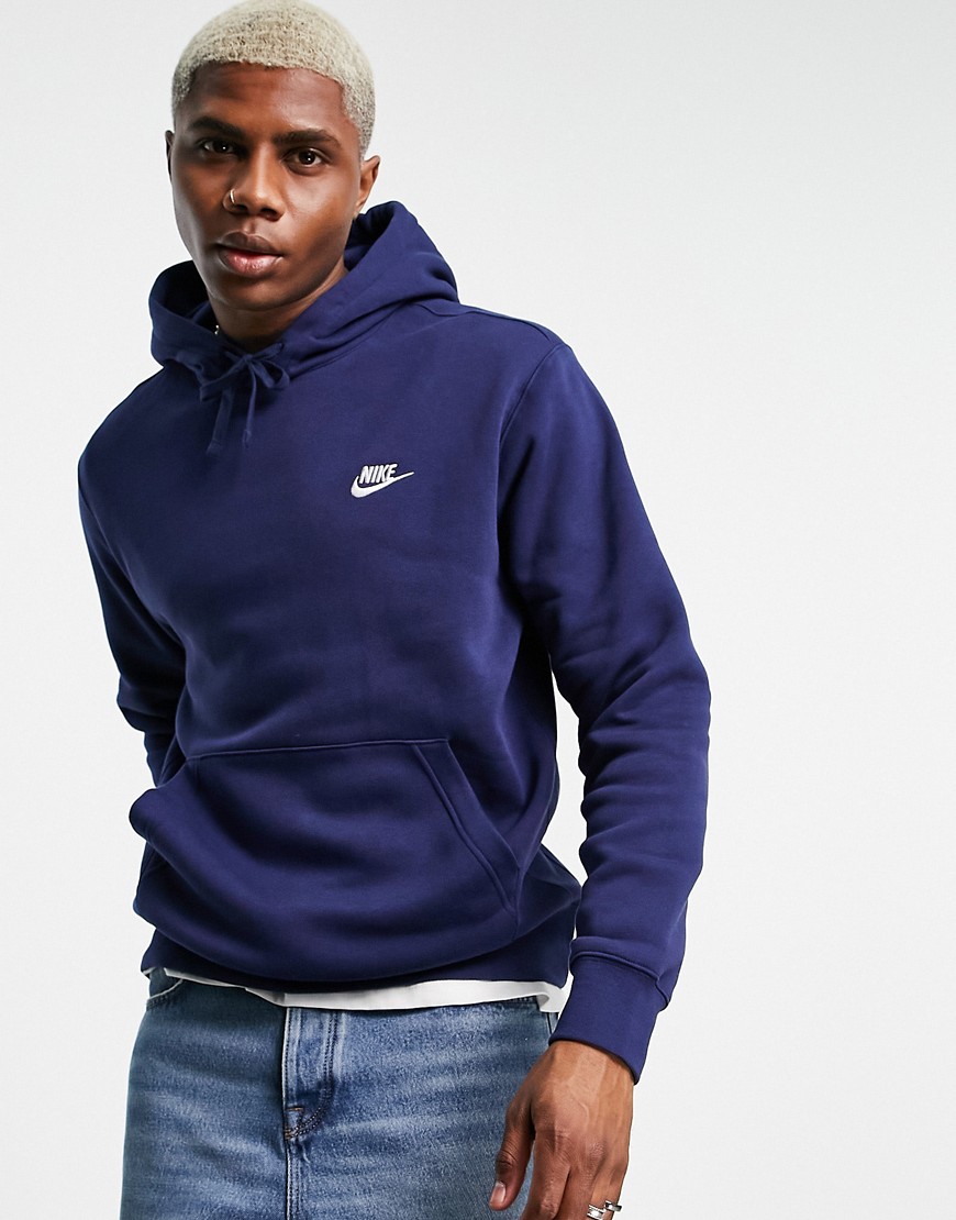 Nike pullover hoodie with swoosh logo in navy BV2654-410