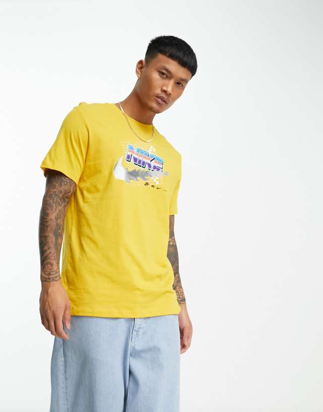 Nike Racing graphic t-shirt in yellow ochre