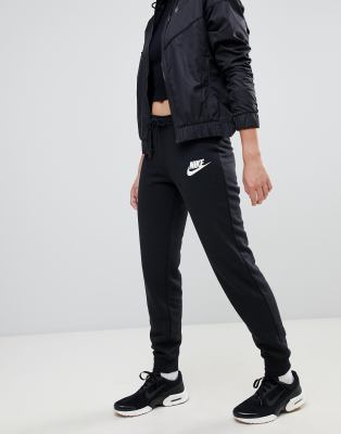 nike rally black swoosh logo regular fit joggers