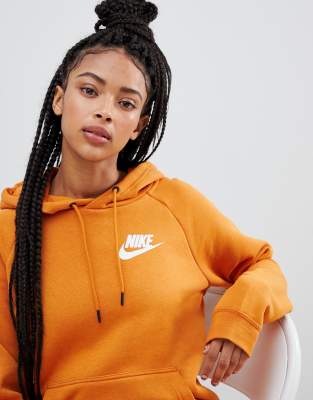 nike rally burnt orange pullover logo hoodie