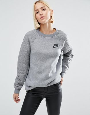 Nike Rally Quilted Sweatshirt In Grey | ASOS