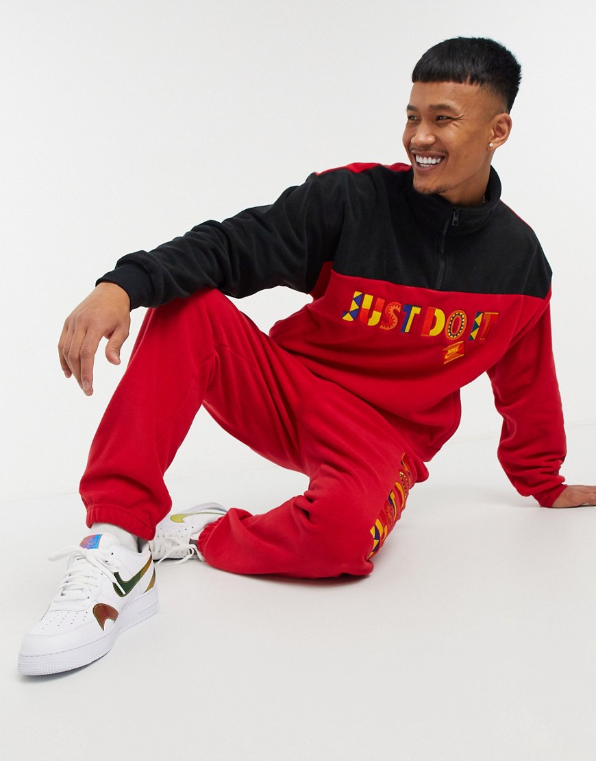 Nike Re-Issue JDI half zip sweatshirt in black/red