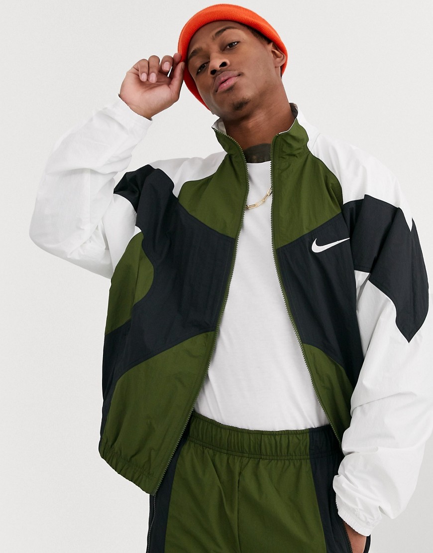 Nike Re-Issues zip-through track jacket in khaki-Green