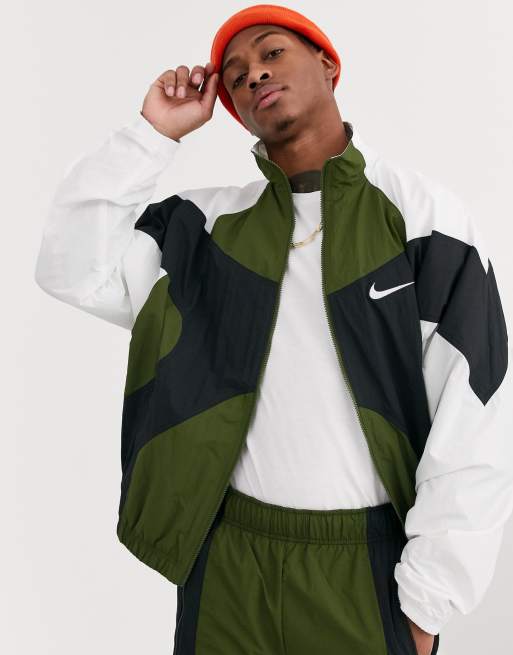 Nike Re Issues zip through tracksuit in khaki ASOS